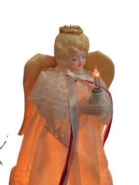 Vintage GE Merry Midget Porcelain Head Angel Tree Topper 10 Lights 10" Estate